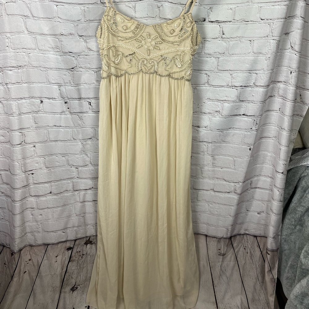 Rue 21 Cream Beaded Vintage Dress. Size Medium.